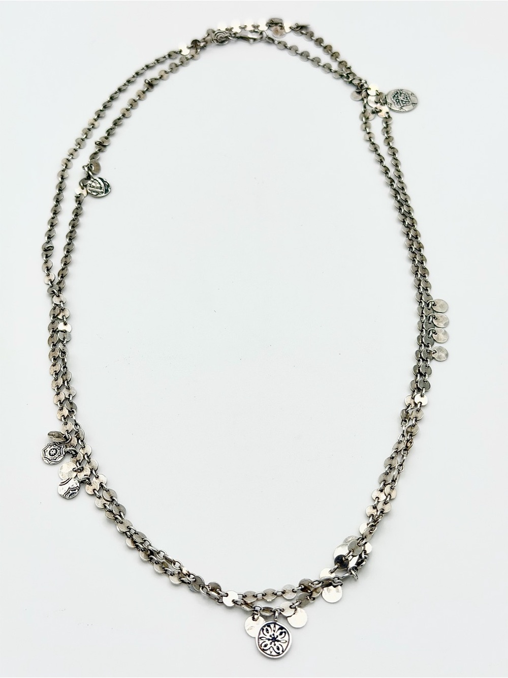 Silpada Festive Glittering Sterling Silver CONFETTI 46” Disc & Charm Necklace - Picture 12 of 15